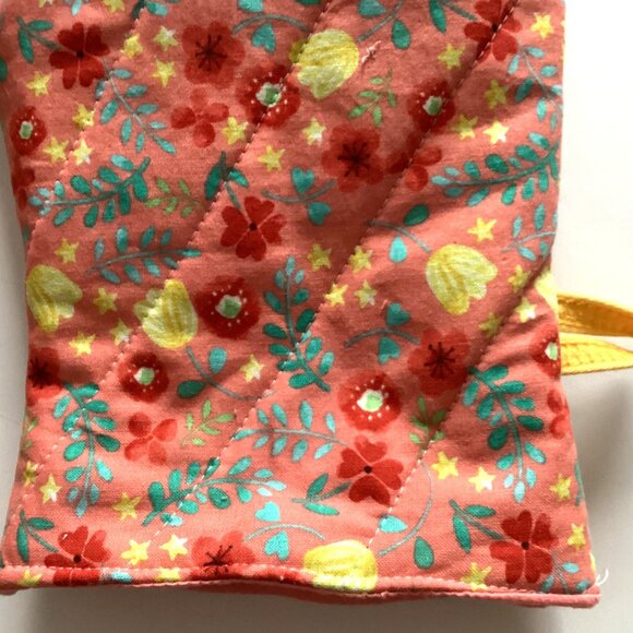 Handmade Oven Mitts Gloves With Loop Kitchen Linens Colorful Floral - Picture 3 of 4